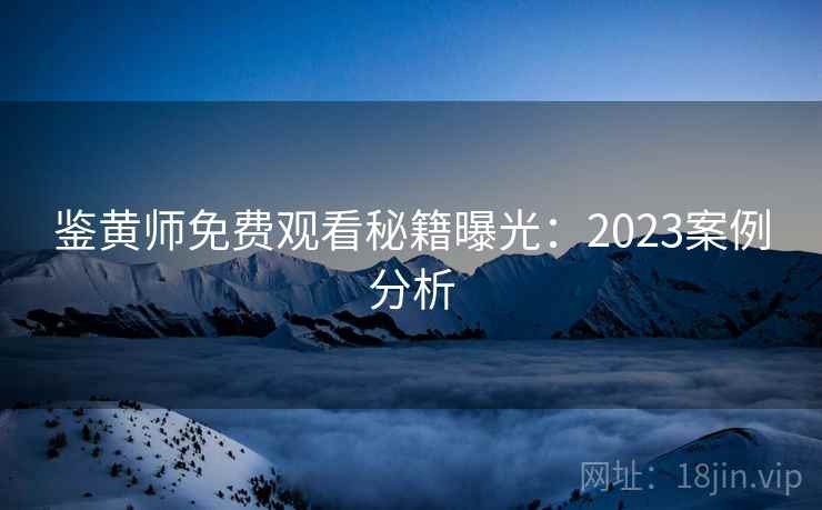 鉴黄师免费观看秘籍曝光：2023案例分析